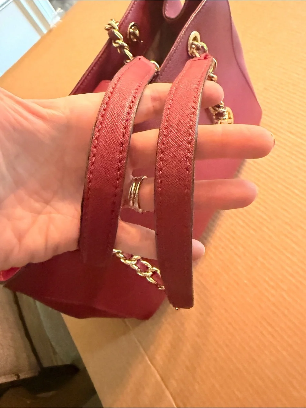 Michael Kors Cherry Susannah Large Saffiano Tote Shoulder Purse
